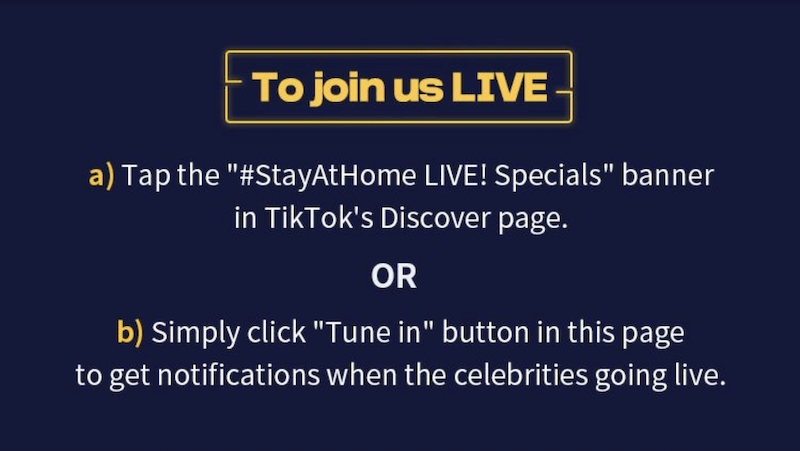 tiktok stay at home live online