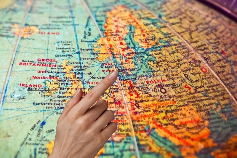 map with globe