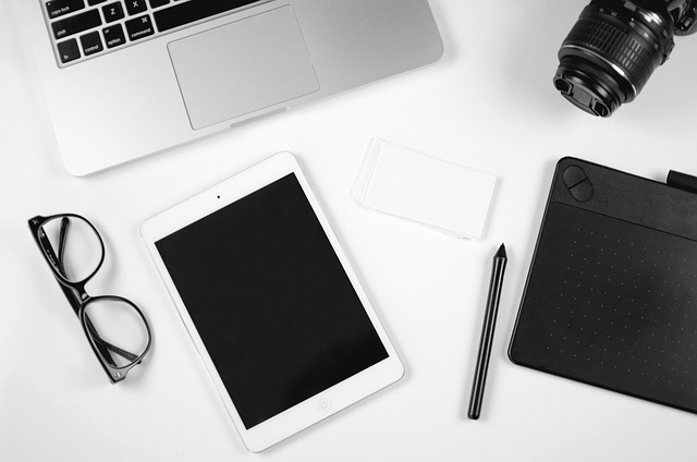 laptop tablet flatlay