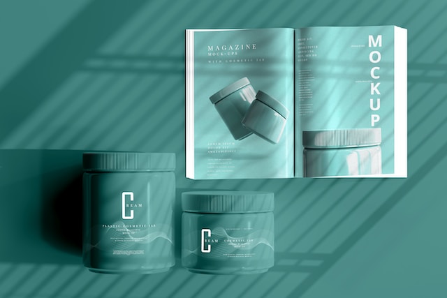 cosmetic product on a green background